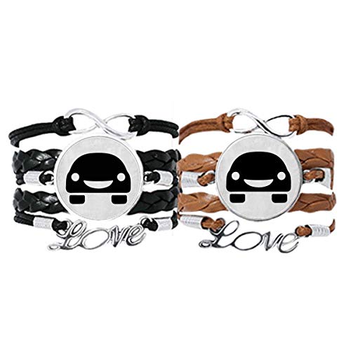 Pulsera de cuero para parejas con diseño ecológico de vehículos y cara sonriente DIYthinker