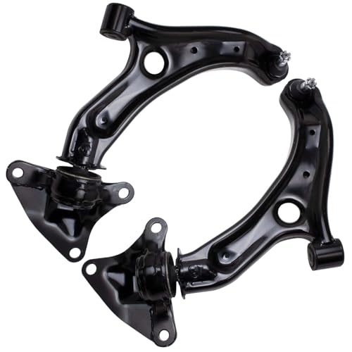 Image of Detroit Axle - 6pc Front End Kit for 2009-2014 Honda Fit 2010-2011 Insight, 2 Lower Control Arms with Ball Joint 2 Sway Bar End Links 2 Outer Tie Rods Suspension Replacement
