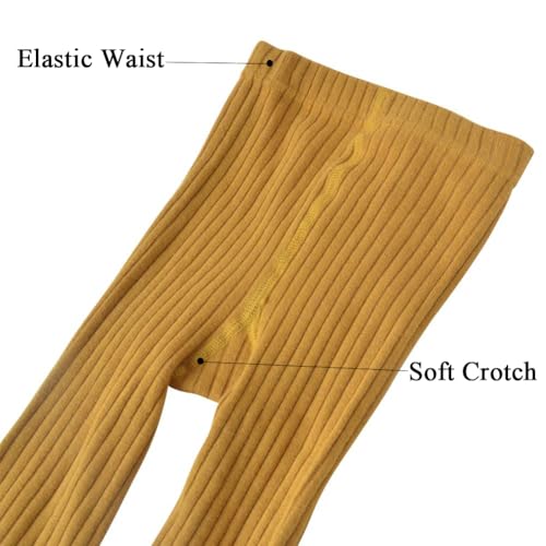 Looching 5 Pack Toddler Girls Cotton Cable Knit Leggings Classic Solid Footless Tights Ankle Length Pants for Kids3