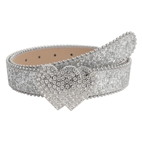 Glitter Western Belt for Women Rhinestone Belts Cowgirl Style Bling Bling Diamond Belts Y2K Sparkly Belt for Jeans