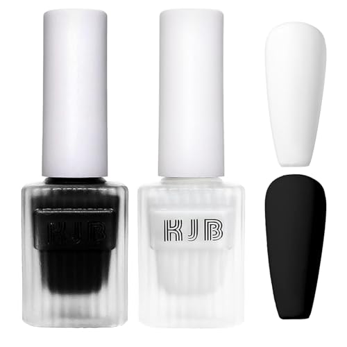 Esmaltes Semipermanentes de Uñas en Gel UV LED 12 ml - Negro - Blanco - 2 colores de esmalte en gel Jelly, para lámpara UV Soak-Off UV/LED, para principiantes, salón de manicura DIY en casa