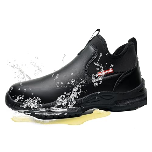 Zapatos de Cocina Antideslizantes - Impermeables y Resistentes al Aceite, Ligeros y Anti-Fatiga - Calzado Duradero Slip-On para Chef y Restaurantes(EU44)