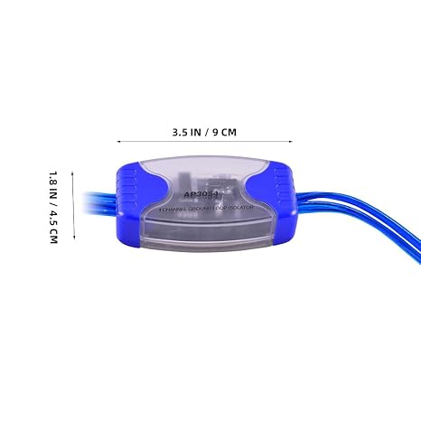 Vosarea Car Amplifier Noise Filter,4 Channel RCA Ground Loop Isolator, Ground Loop Noise Isolator, Line Noise Filter Eliminator 50W (Blue)