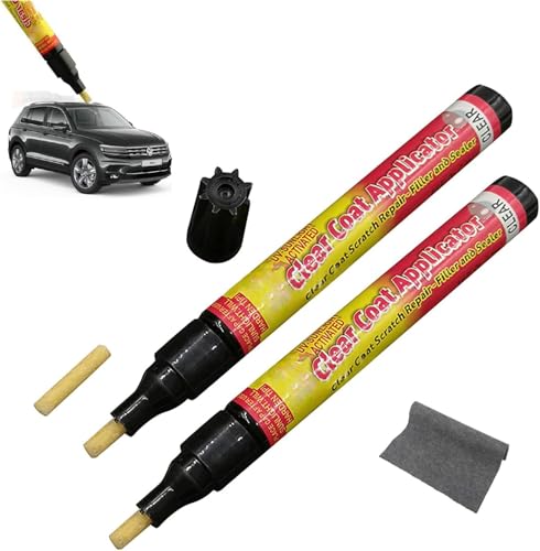 Bolígrafo Retoque Coche,Pluma de Retoque del Coche,Rotulador Arañazos Coche,Bolígrafo Reparación Arañazos Coche,Clear Car Scratch Repair Remover Pen,Lápiz Mágico para Arañazos de Coche, 2Piezas