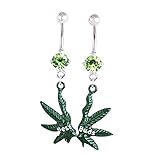 Yooce Marijuana Leaf Belly Button Ring Cannabis Weed Navel Rings Surgical Steel...