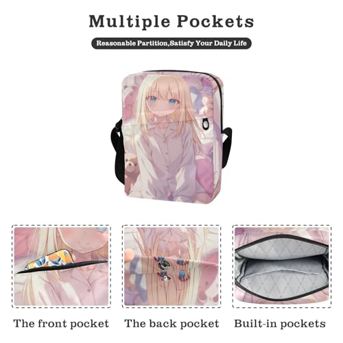 Cute Cartoon Anime Girl mens messenger bag mens crossbody Ladies Shoulder Handbags Adjustable Strap for Shopping School2
