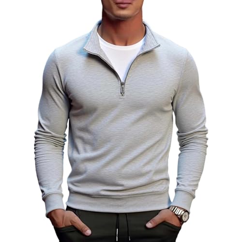 Men's Quarter Zip Knit Sweater Winter Casual Long Sleeve Soft Pullover Stand Collar Warm Jumper Top