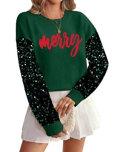Christmas Sequin Sweater Womens Believe Christmas Sweatshirt Crewneck Long Sleeve Xmas Holiday Knit Pullover Top 1 Christmas Sequin Sweater Womens Believe Christmas Sweatshirt Crewneck Long Sleeve Xmas Holiday Knit Pullover Top