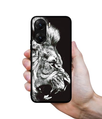 Image of Angry Lion Design Premium 2D Printed Metal Back Case Cover for Vivo V29E 5G