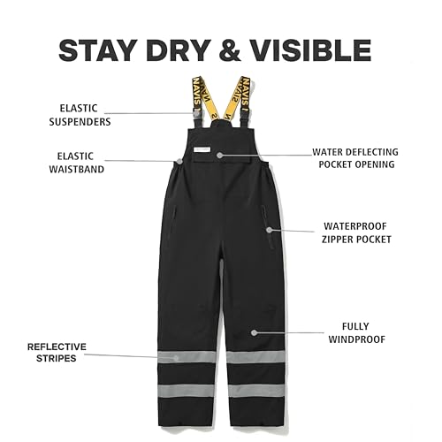 Image of Men's Hi Vis Waterproof Rain Suit, PU-Coated Nylon Workwear | Jacket & 2-In-1 Bib Pants, Reflective Tape, Taped Seams, Stowable Hood, Cargo Pockets, Reinforced Panels, Construction