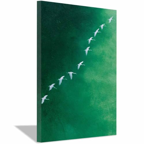 Toile animaux œuvres d’art des grues PUQAAEO premium avec cadre en bois véritable