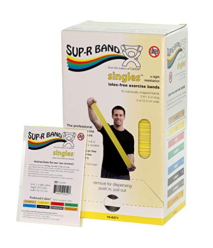 CanDo 10-6371 Sup-R Band Latex-Free Exercise Band, 5' Length, Yellow, Pack of 30