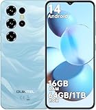 OUKITEL C2 Handy Ohne Vertrag - 16GB(4+12)+64GB /1TB Smartphone Ohne Vertrag Android 14, 6,52 Zoll Bildschirm 5000mAh Handy Günstig, 13MP+5MP Kamera, 4G Dual SIM/Face ID/GPS/3.5mm Jack, Blau