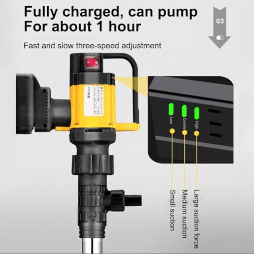 Electric Oil Barrel Pump, 130L/min Large Suction Fuel Drum Pump, 1000W Battery Powered Oil Transfer Pump, 3 Adjustable Speed Diesel Transfer Pump, Liquid Transfer Pump for High Viscosity Liquid