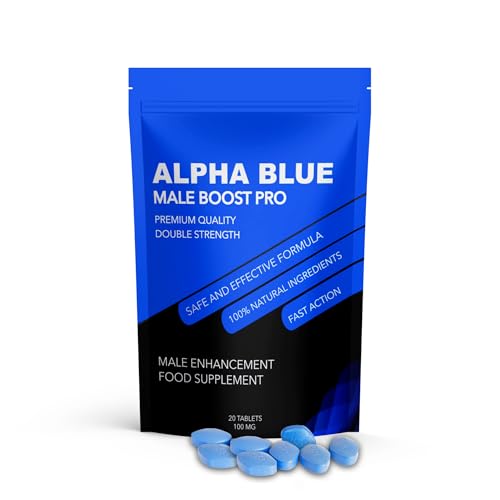 ALPHA BLUE PRO Blue Pills for Men 100 mg - Ginseng Tablets - Male Booster Performance & Enhancement - Natural Supplement for Energy & Stamina Support - UK Made (Pack of 10)