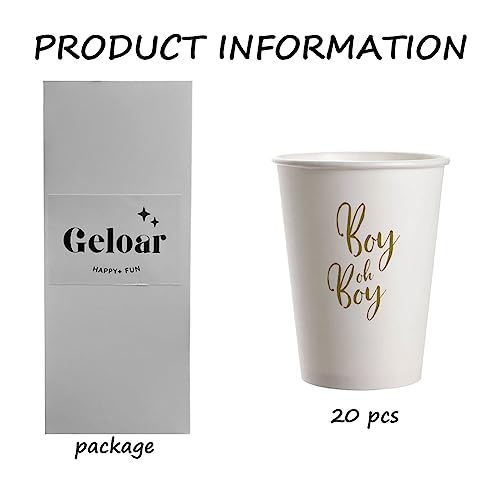 Geloar BABY SHOWER PARTY CUPS 20 Pack 9Oz Gold Boy Oh Boy Disposable Paper Party Cups For Baby Shower Baby Welcome Party thumb #2