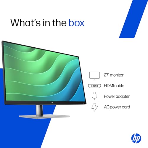 Image of HP E27 G5 FHD 27 inch Monitor, On-Screen Controls; Single Power ON; Anti-Glare; Height Adjust /Tilt /Swivel /Pivot Eye Ease