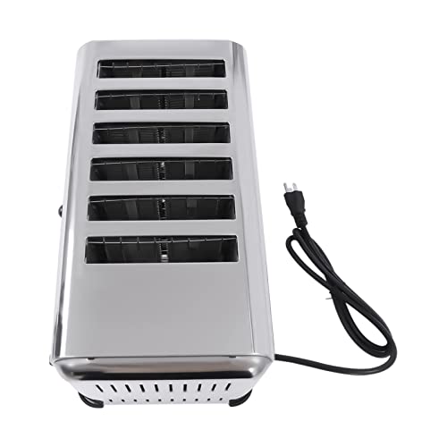 6 Slice Toaster, 1680W Stainless Steel Commercial 6 Slice Toaster Bread Baking Machine Cool Touch Toaster With Drawer-Type Crumb Tray, 5 Toast Settings Timing Functions, Wide Slots Fit Any Size Bread #TOP3
