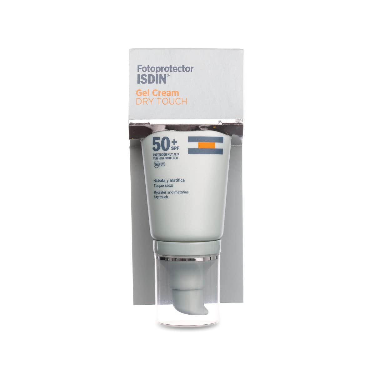 Fotoprotector ISDIN Gel Cream Dry Touch SPF 50+ - Protector solar facial con toque seco y mate, 50 ml