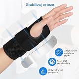 Beugo Pas podtrzymujący nadgarstek, regulowany pasek na nadgarstek, szyna kompresyjna z metalowym stabilizatorem szyny, wsparcie dłoni na zapalenie ścięgna, skręcenia (prawa ręka)