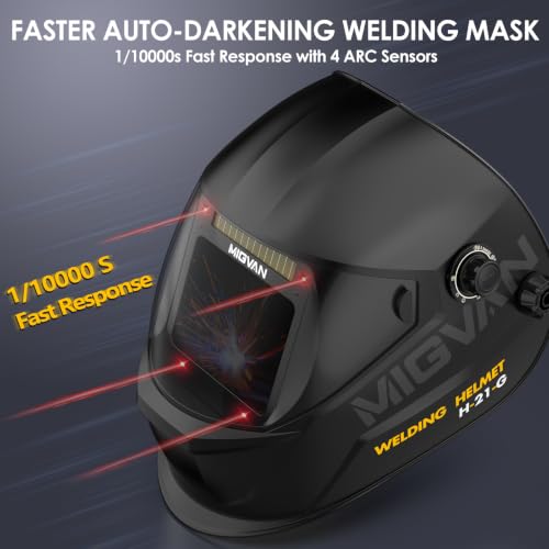 Image of Welding Helmet Auto Darkening True Color Large Viewing, Welding Hood Solar /Rechargeable Battery Powered, Wide Shade 4 /5-13 with 4 Arc Sensor, Optical Clarity Welding Mask for TIG MIG ARC Grind