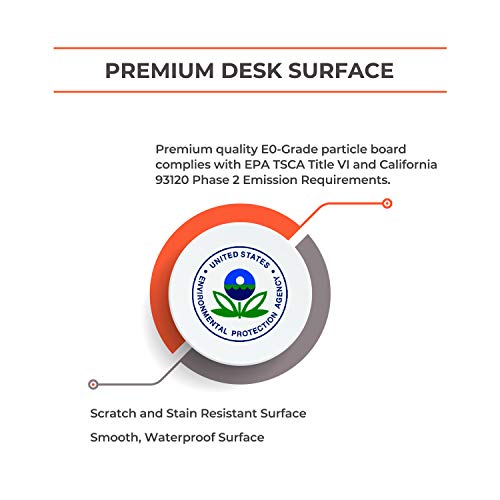 Sofsys Modern Folding Desk For Small Space, Computer Gaming, Writing, Student And Home Office Organization, Industrial Metal Frame With Premium Desktop Surfaces, Oak/White #TOP5