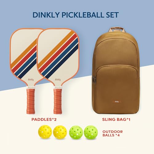 Image of Pickleball Rackets Set of 2, USAPA Approved Graphite & Fiberglass Racket, 2 Paddles, 4 Balls and 1 Portable Carry Bag, Pickle Ball Paddle Gift for Women, Men(Retro Twill)