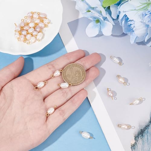 NBEADS 30 Pcs Natural Freshwater Pearl Links - Image 3