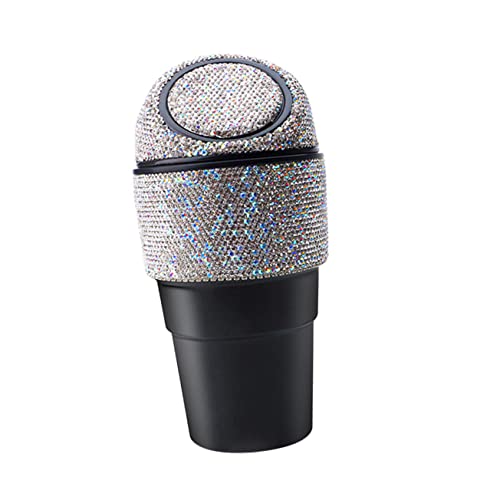 Poubelle de voiture bling avec couvercle anti-odeur petit vide-poche étanche à strass