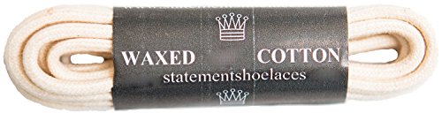StatementShoelaces Natural White Waxed Cotton Thin Round Dress 30 inch Shoelaces 2 Pair Pack
