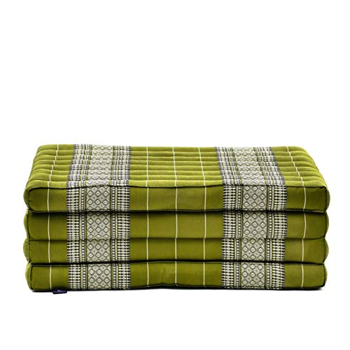 Leewadee Trifold Mattress Standard – Comfortable Thai Massage Pad, Foldable Floor Mattress Filled With Eco-Friendly Kapok, Perfect To Use As A Sleeping Mat 79 X 28 Inches, Green #TOP6