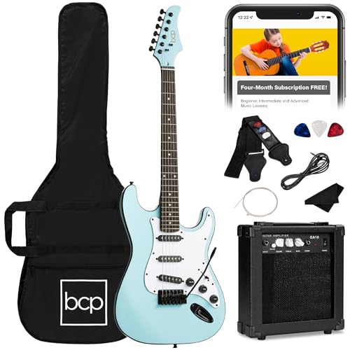Best Choice Products 39in Full Size Beginner Electric Guitar Starter Kit wCase Strap 10W Amp Strings Pick Tremolo Bar - 3 Color Sunburst product thumbnail 20