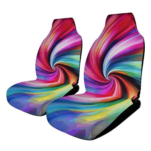 Housse de siège de voiture universelle confortable à motif imprimé tie-dye multicolore