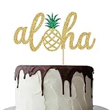 Gold Glitter Aloha Cake Topper, Hawaiian Baby Shower Decorations, Aloha Baby, Tropical Pineapple Haw
