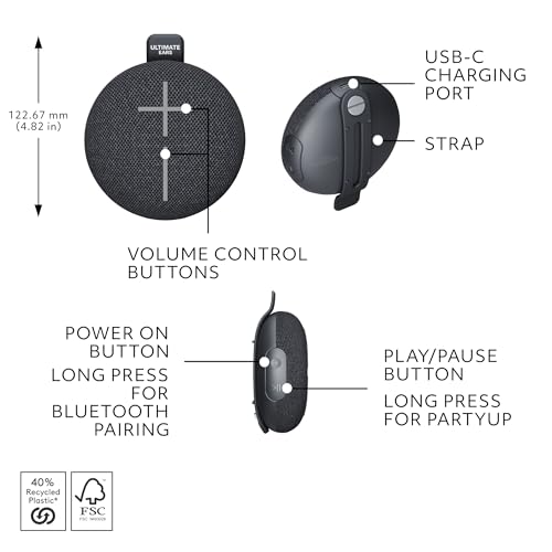 Image of Ultimate Ears MINIROLL Ultra-Portable Waterproof Bluetooth Speaker, Balanced Bass, IP67 Dustproof, 131 ft (40 m) Range - Sand