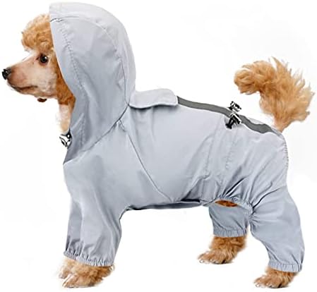 Dog Waterproof Coat Dog Hooded,Dog Rain Poncho With Reflective Strip,Puppy Lightweight Rain Jacket,Dogs Waterproof Coat with Legs,Waterproof Breathable Rain Poncho for Small Dogs Puppies Pink XXL