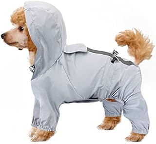 Dog Waterproof Coat Dog Hooded,Dog Rain Poncho With Reflective Strip,Puppy Lightweight Rain Jacket,Dogs Waterproof Coat with Legs,Waterproof Breathable Rain Poncho for Small Dogs Puppies Pink XXL