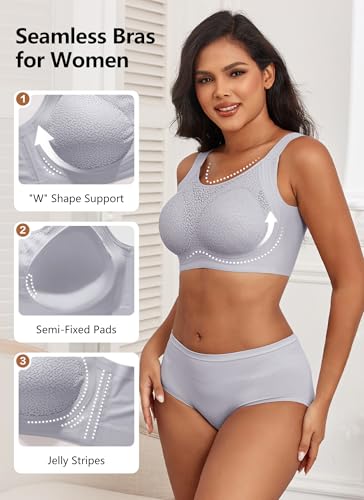Image of Xcutting Lace Women's Seamless No Underwire Bra Soft Wireless Comfort Bralettes Full Coverage Bralette Everyday T-Shirt Bra