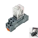 Relais électromagnétique 12V DC,DPDT 2NO 2NC,Relais de puissance 8 broches 10A avec voyant...