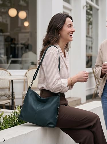 Image of YALUXE Women's Real Leather Shoulder Bags Hobo Handbags Purse Crossbody Bag