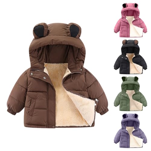 Baby Girls Boys Fleece Lined Bear Ears Jackets Toddler Winter Cotton Warm Hooded Coat Kids Thicken Outwear Clothing