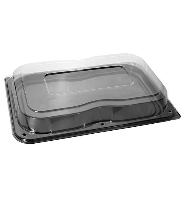 Platos Aperitivos Pack De 10 Bandejas Rectangulares De Plástico - 35x16cm, Negro, Reutilizables Para Aperitivos Bandeja Desechable Navidad