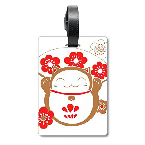 Étiquette d'identification motif chat porte-bonheur japonais cherry blossoms voyage
