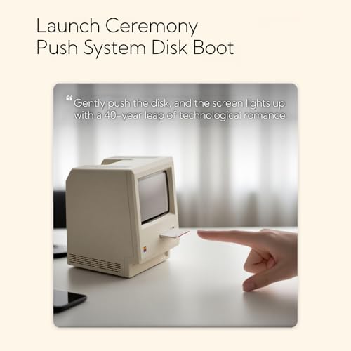 Image of OIJ Maclock Retro Pixel Alarm Clock, 1984 Computer-Inspired USB Desk Clock with Pixel Display, Multiple Alarms, Adjustable Brightness, Calendar, Temperature