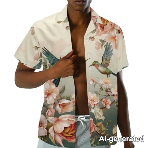 Image of Hawaii Matching Couple Outfits Husband and Wife Clothing Fashionable Mens Casual Shirts Hawaii Dress with Soft Fabric