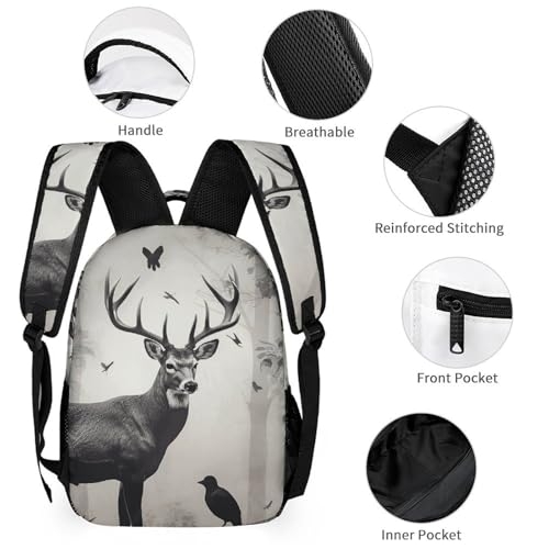 Hunting Silhouette of Deer Backpack Set 3 Piece, Durable Backpack Insulated Lunch Bag Portable Pencil Case for Men Women3