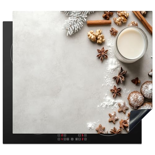 KitchenYeah© Protector Vitroceramica 60x52 cm Tapa para induccion Placa Encimera Cubre de Protectora Cocina Hierbas - Invierno - Leche - Hormigón