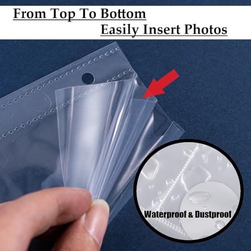 BUKCYUE 40 Stück Transparente Postkartenhüllen, A4 Fotohüllen mit 11-fach Lochung, Für die Aufbewahrung von Fotos, Postkarten und Dokumenten, Beidseitige 2-Fächer & 4-Fächer Hüllen (240 Taschen)