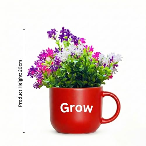 Image of Dekorly Wall Hanging Mug Planters with Artificial Flowers (20CM) - Decorative Hanging Cups, Colorful Floral Wall Decor for Living Room Bedroom Balcony Office Gift Set (3, Grow Glow Go)