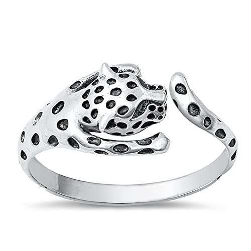 CloseoutWarehouse 925 Sterling Silver Adjustable Leopard Ring